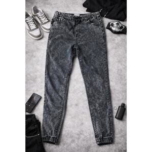 Index Men’s Jogger Jeans Size 42x30 Black Acid Wash Elastic Waist